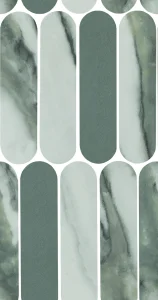 European Tiles Charmo Calacatta Green Salvia Oval Mosaic Mix 19.5 X 37cm Polished Wall Tile (sold Per Piece)