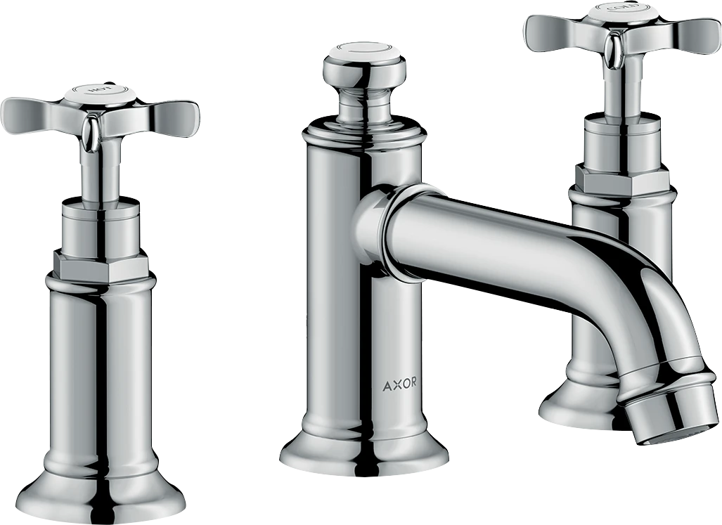 Axor Montreux 3-hole Basin Mixer 30 With Cross Handles And Pop-up Waste Stainless Steel