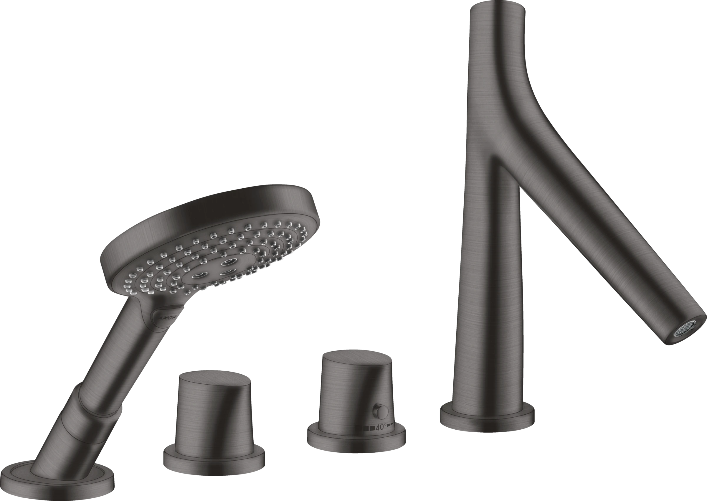 Axor Starck Organic 4-hole Rim-mounted Thermostatic Bath Mixer Brushed Black Chrome