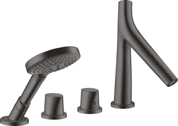 Axor Starck Organic 4-hole Rim-mounted Thermostatic Bath Mixer Brushed Black Chrome