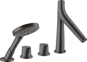 Axor Starck Organic 4-hole Rim-mounted Thermostatic Bath Mixer Brushed Black Chrome