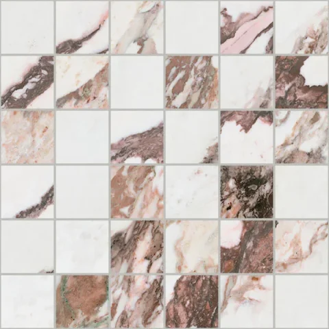European Tiles Charmo Calacatta Pink Mosaic 30 X 30cm Polished Wall Tile detail view - Image 2