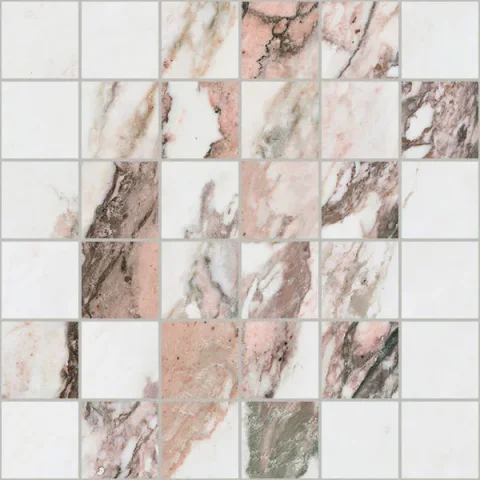 European Tiles Charmo Calacatta Pink Mosaic 30 X 30cm Polished Wall Tile detail view - Image 3
