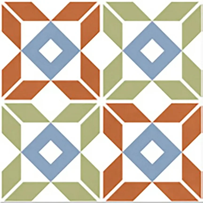 European Tiles Cuba Range Santiago Square Multicolour Patchwork Matt Porcelain 20x20 Floor and Wall Tile  detail view - Image 11