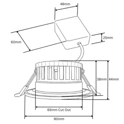 Comet Switchable Cct Downlight Fire Rated technical drawing - Image 2