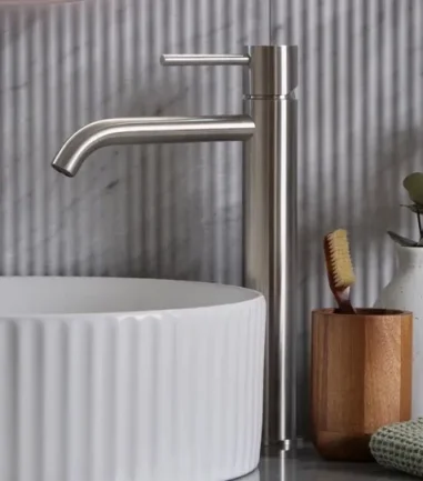 Tavistock Cohort Lever Tall Basin Mixer With Click Waste - Stainless Steel product image - Image 1