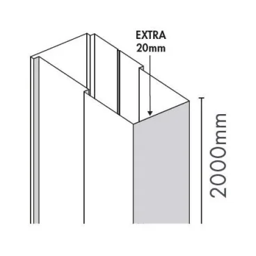 Merlyn Ionic Essence Frameless H&i Door Extension Profile 2000mm detail view - Image 1