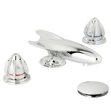 Lefroy Brooks Belle Aire Handle D/m 3h Rocket Basin Set - Chrome