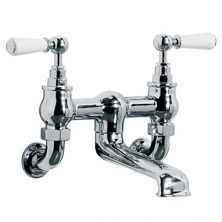 Lefroy Brooks Classic White Lever W/m Bath Filler - Nickel