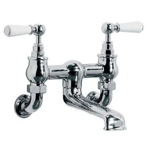Lefroy Brooks Classic White Lever W/m Bath Filler - Nickel