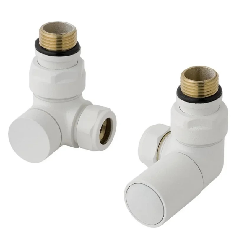 Eastbrook Corner Radiator Valves (pair) Matt White product image - Image 1
