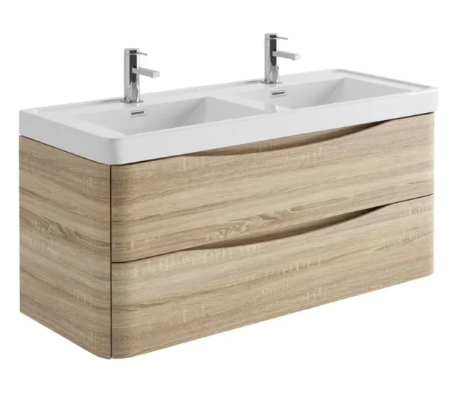 Cubico Envy Wall Mounted 1200 Mm Double Vanity Unit Light Oak product image - Image 1