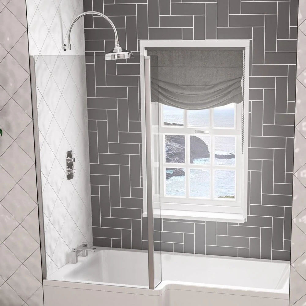 Eastbrook L Shaped Bath Screen Lh Chrome