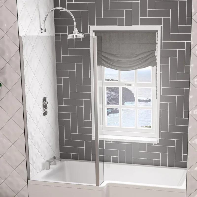 Eastbrook L Shaped Bath Screen Lh Chrome product image - Image 1