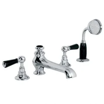 Lefroy Brooks Classic Black Lever D/m 4h Bath Set - Nickel product image - Image 1