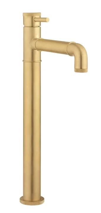 Crosswater MPRO Industrial Basin Tall Monobloc without Waste Brushed Brass Unlaquered detail view - Image 3