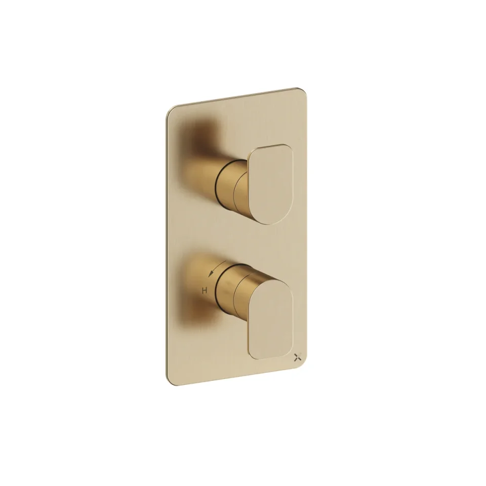 Crosswater Fuse 2 Outlet 2 Handle Valve & Trimset Brushed Brass product image - Image 1