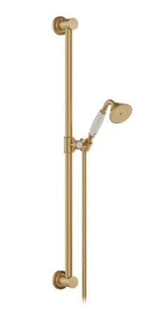 Booth & Co. Single Function Slide Rail Shower Kit Brushed Brass & Crackled White product image - Image 1