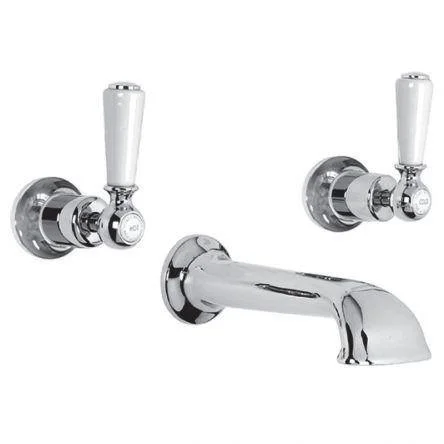 Lefroy Brooks Classic White Lever Conc 3h Bath Filler - Chrome