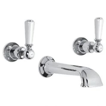 Lefroy Brooks Classic White Lever Conc 3h Bath Filler - Chrome product image - Image 1