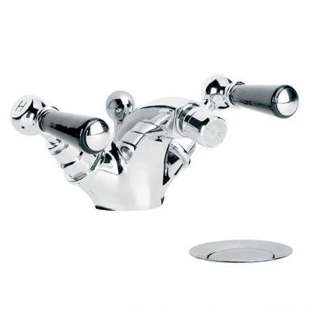 Lefroy Brooks Classic Black Lever Mono Bidet Mixer With Puw - Nickel
