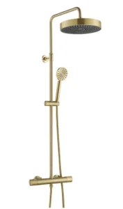 Just Taps Evo Thermostatic Bar Valve with 2 Outlets, Adjustable Riser and Shower Handle Brushed Brass