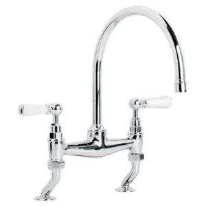 Lefroy Brooks Classic White Lever D/m Bridge Mixer - Chrome