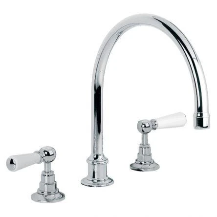 Lefroy Brooks Classic White Lever D/m 3h Kitchen Mixer - Chrome
