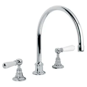 Lefroy Brooks Classic White Lever D/m 3h Kitchen Mixer - Chrome