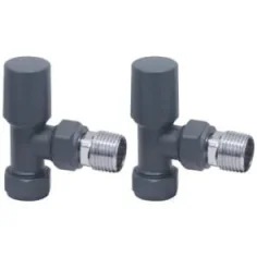 Anthracite Radiator Valve Angled 15mm (Pair)