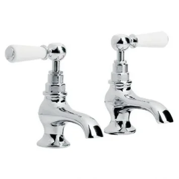 Lefroy Brooks Classic White Lever Bath Pillar Taps - Antique Gold product image - Image 1