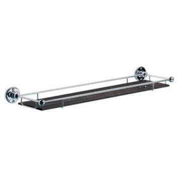 Lefroy Brooks Classic Edwardian Black Glass Shelf With Rail - Nickel product image - Image 1
