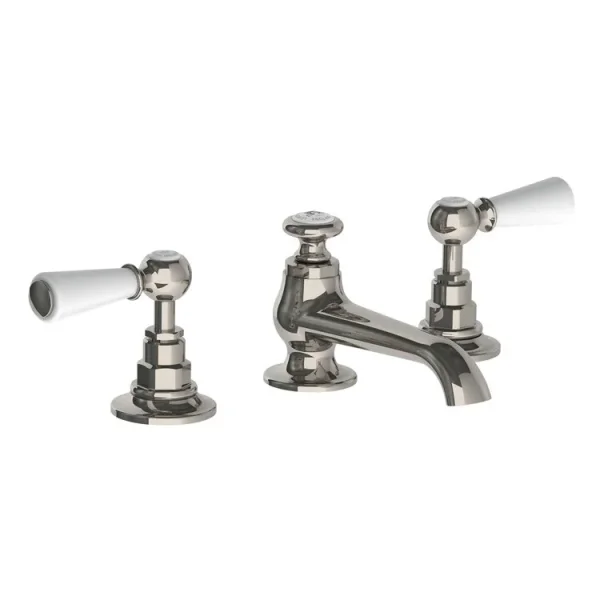 Lefroy Brooks Connaught White Lever D/m 3h Basin Mixer With Puw - Nickel product image - Image 1