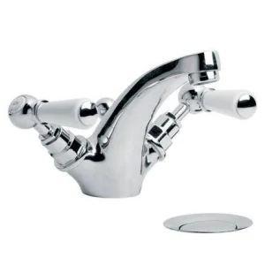 Lefroy Brooks Classic White Lever Mono Basin Mixer With Puw - Nickel