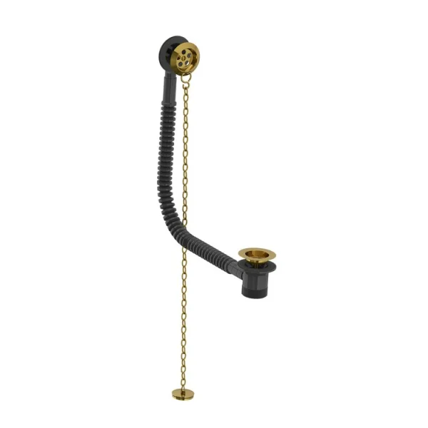Lefroy Brooks Classic Stowaway Bath Waste & Overflow, Plug & Chain - Polished Brass