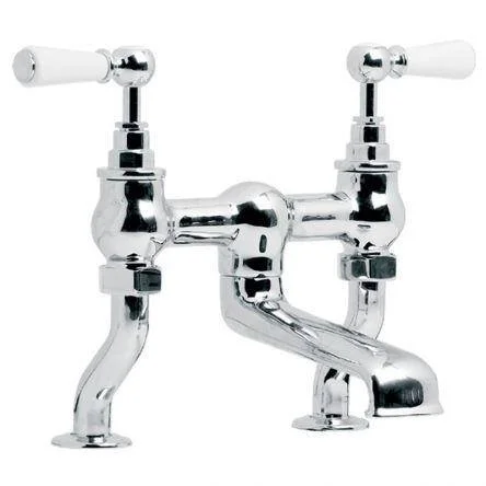 Lefroy Brooks Classic White Lever D/m Bath Filler - Nickel