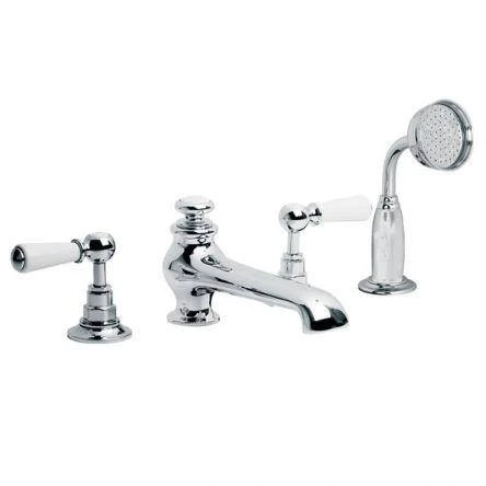 Lefroy Brooks Classic White Lever D/m 4h Bath Set - Antique Gold