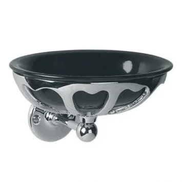 Lefroy Brooks Classic W/m Cast Soap Holder & Black China Dish - Chrome product image - Image 1