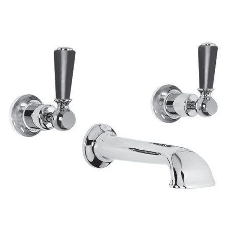 Lefroy Brooks Classic Black Lever Conc 3h Bath Filler - Chrome