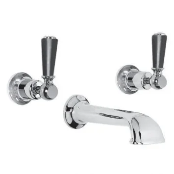 Lefroy Brooks Classic Black Lever Conc 3h Bath Filler - Chrome product image - Image 1