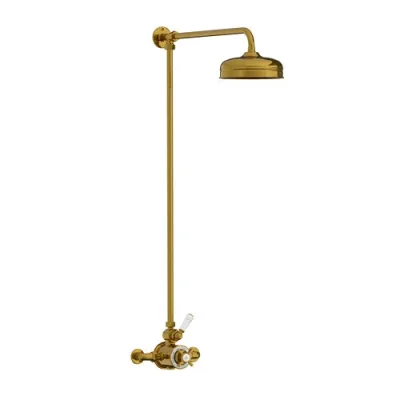 Lefroy Brooks Godolphin Exp Dual Thermo Valve, Riser & 8" Rose - Polished Brass product image - Image 1