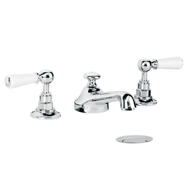 Lefroy Brooks Classic White Lever 3h Basin Mixer & Puw - Antique Gold