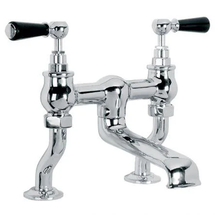 Lefroy Brooks Classic Black Lever D/m Bath Filler - Chrome