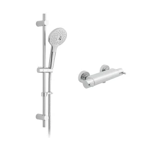 Vado Kit Comprises: Celsius Round Exposed Thermostatic 1/2" Shower Valve Ora Multi Function Round Slide Rail Kit Wall Mounting Brackets Chrome
