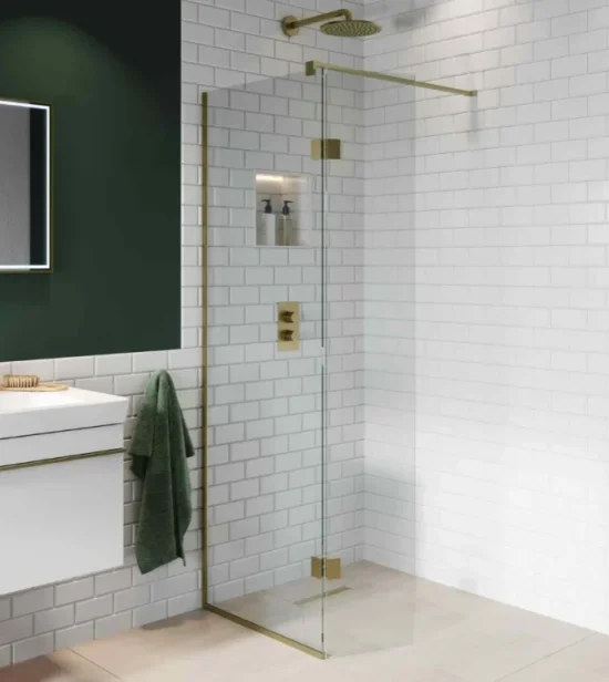 Abacus M Series 700+350mm Minimal 2000x700+350mm - Brushed Brass With Ceiling Bar product image - Image 1