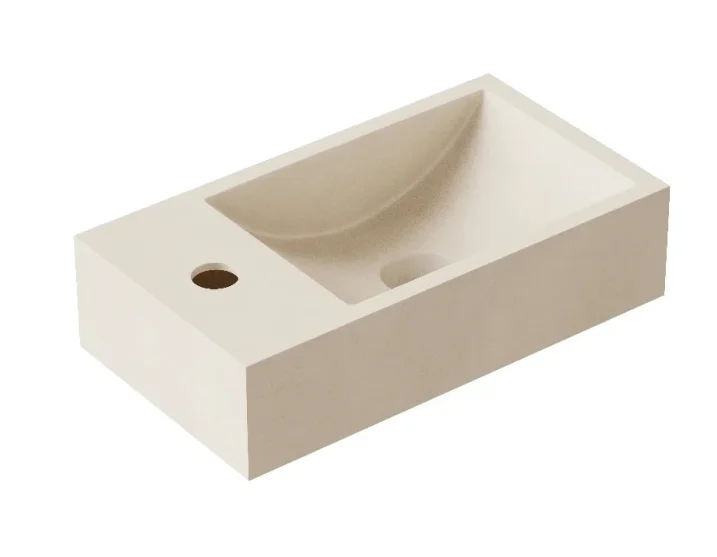 hib. Entero Concrete Rectangle Vessel Basin - Soft Beige product image - Image 1