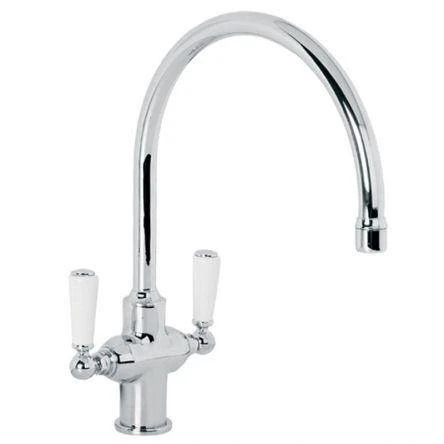 Lefroy Brooks Classic White Lever Kitchen Mono Mixer - Antique Gold