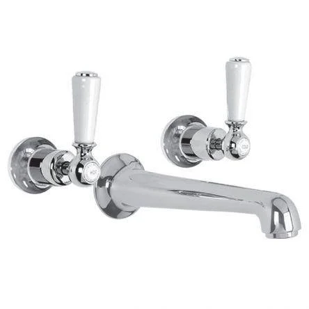Lefroy Brooks Classic White Lever Conc 3h Basin Mixer - Antique Gold