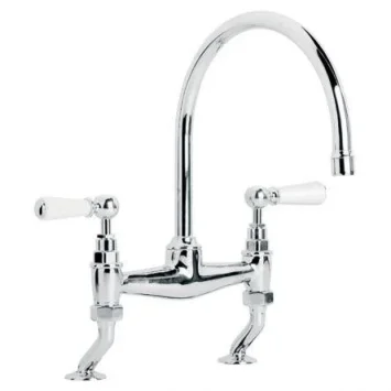 Lefroy Brooks Classic White Lever D/m Bridge Mixer - Antique Gold product image - Image 1
