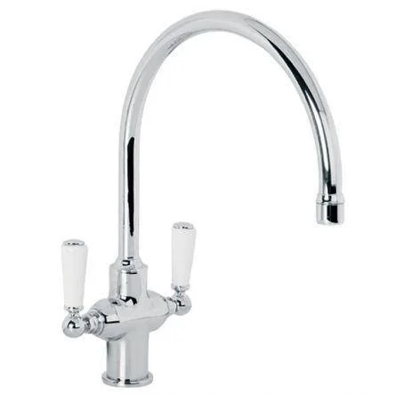 Lefroy Brooks Classic White Lever Kitchen Mono Mixer - Nickel